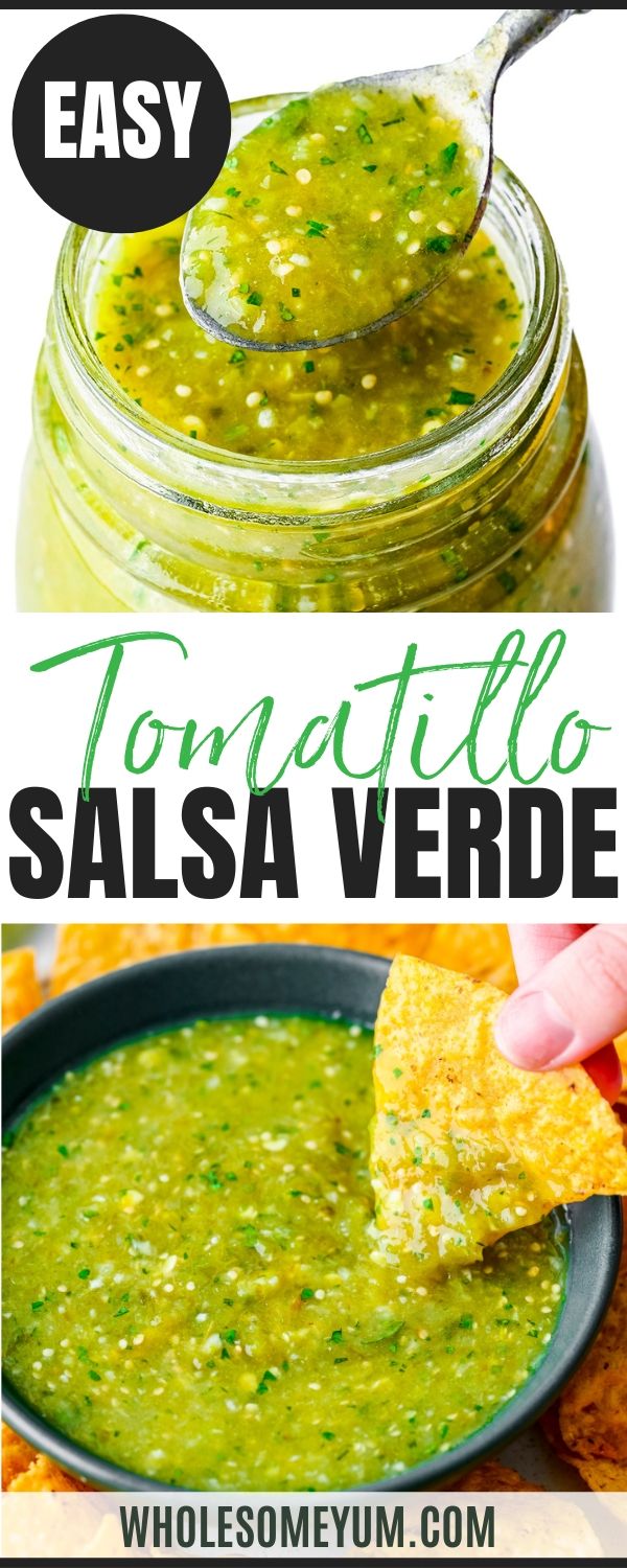 tortilla salsa in a jar with chips and guacamole