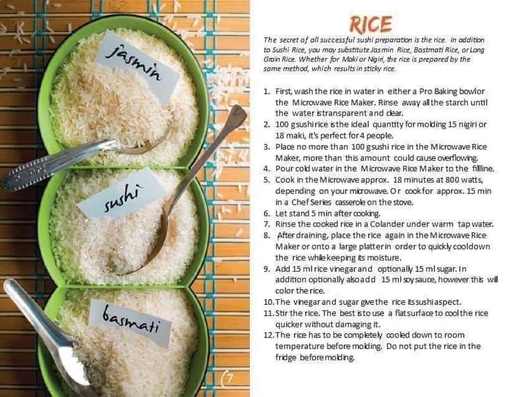 rice in green bowls with spoons and paper labels on the side that says rice