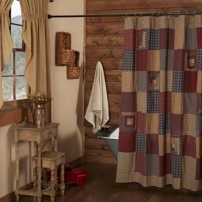 a bathroom with wood paneling and a checkered shower curtain next to a sink