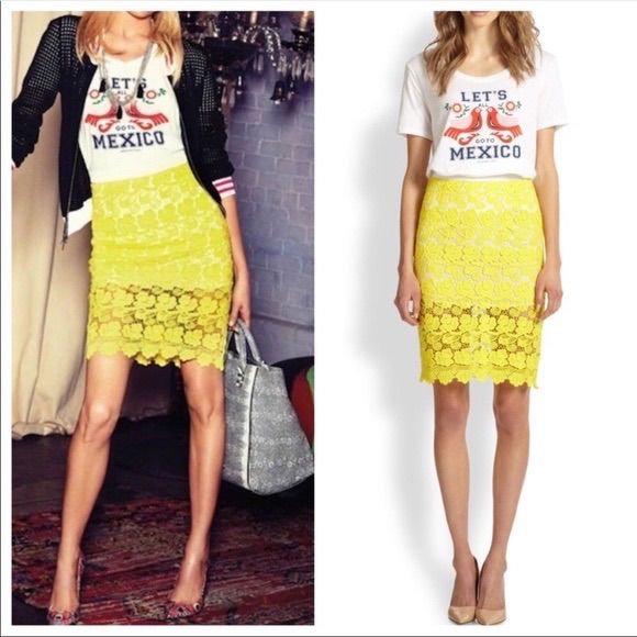 The Yellow Skirt Owned By Ever Fashion Blogger And Sold Out Immediately. Rebecca Minkoff Angelica Yellow Floral Lace Pencil Skirt Size 10. Waist 16”. Hips 18”. Length 25”. Lined With White Underlay Pencil Silhouette; Scalloped Hem. Stretch Elastic Waistband Concealed Back Zip Closure Fitted Scalloped Hem Contrast Cropped Lining Shell: 100% Cotton / Lining: 100% Polyester Summer Casual Mini Pencil Skirt, Summer Casual Stretch Pencil Skirt, Casual Summer Stretch Pencil Skirt, Casual Stretch Pencil Skirt For Summer, Spring Pencil Skirt With Lined Skirt For Day Out, Spring Pencil Skirt With Lining For Day Out, Casual Spring Pencil Skirt For Party, Spring Pencil Skirt For Day Out, Lined, Casual Spring Party Pencil Skirt