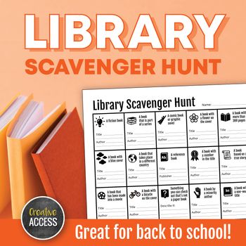 the library scavenger hunt is great for back to school