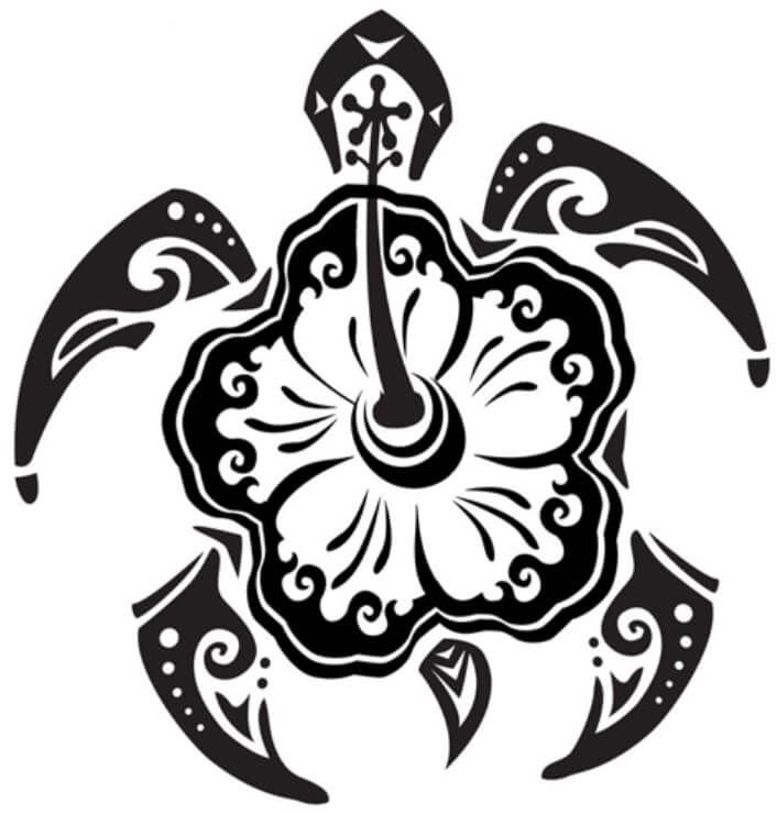 a black and white drawing of a turtle with an intricate design on it's back