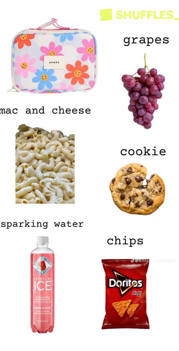 an image of food that includes grapes, mac and cheese