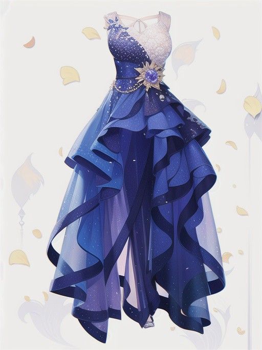 Vestidos Anime, Fashion Drawing Dresses, Dress Design Sketches, Fashion Illustration Dresses, Dress Sketches, Dress Drawing, Fantasy Gowns, Anime Dress, Fairytale Dress