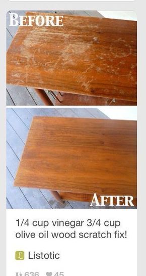 the before and after pictures show how to stain wood with vinegar or wax on it