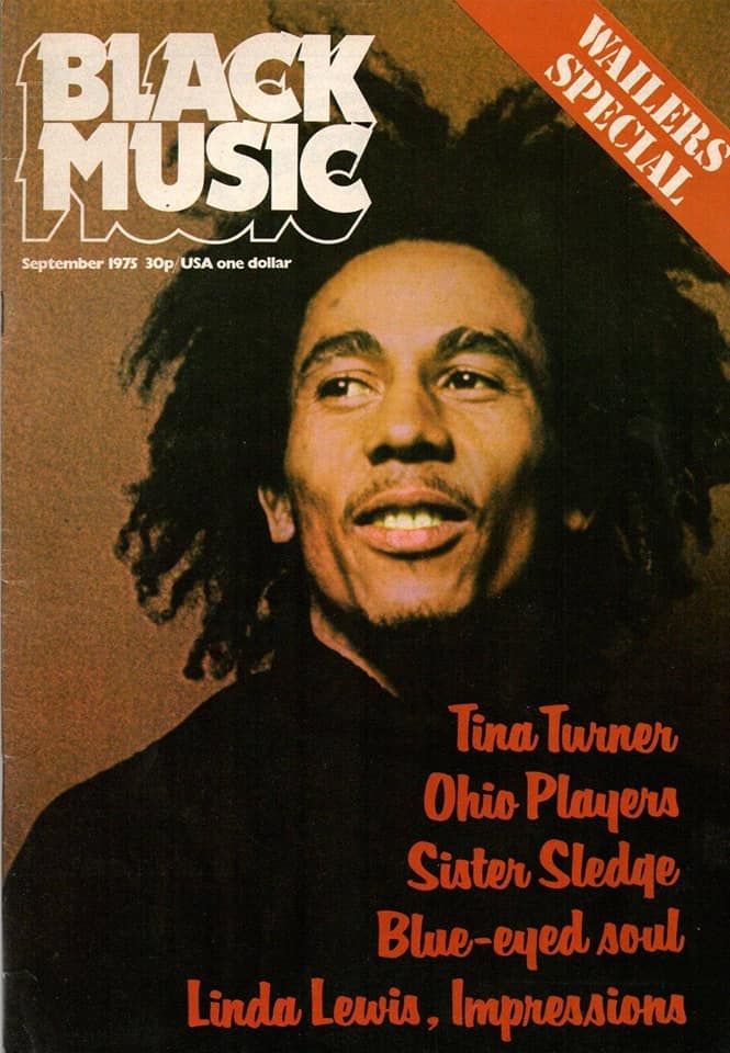 the front cover of black music magazine with an image of bob marley smiling and wearing dreadlocks