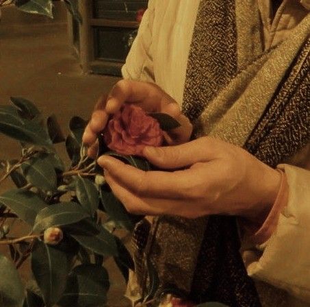 a person holding a flower in their hands