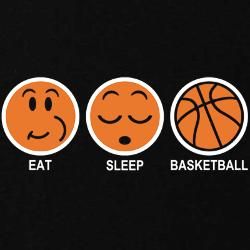 four different types of basketball balls with the words eat sleep and basketball written on them