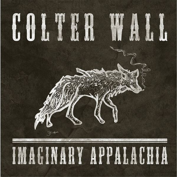 a black and white image of a wolf with the words colter wall imaginary appraicia