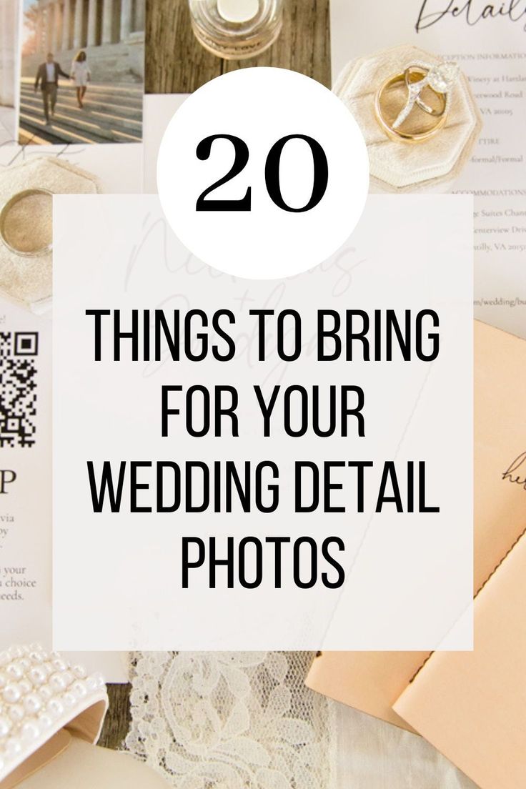 the words 20 things to bring for your wedding details