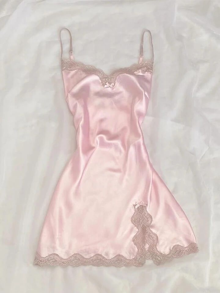 Emo Girl Fashion, Slip Dress Y2k, Dress Aesthetic, Sling Dress, Chic Pink, Mini Slip Dress, Satin Slip, Satin Slip Dress, Harajuku Fashion