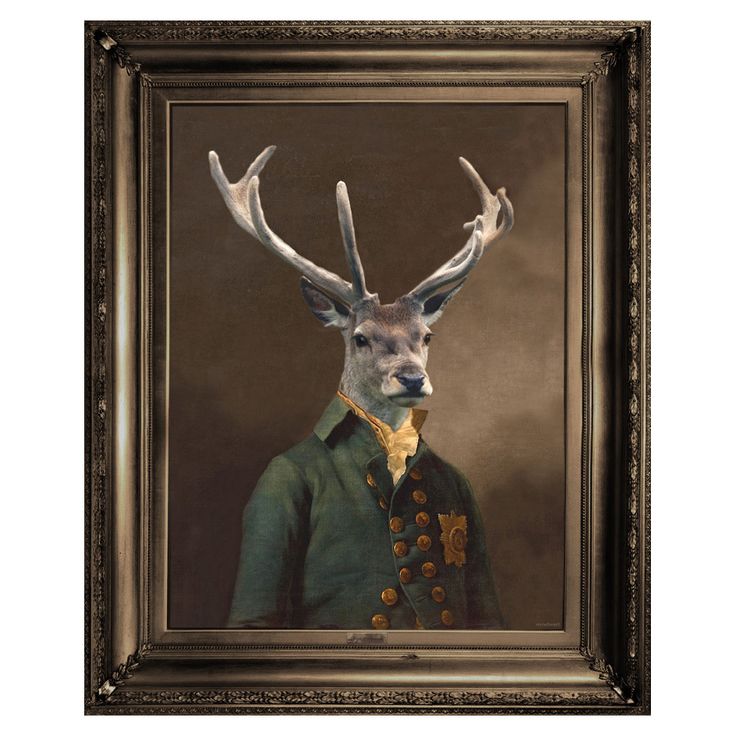 a painting of a deer with antlers on it's head