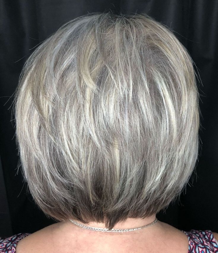 Feathered Style with White Highlights Grey Bobs, Stacked Hairstyles, Gray Hair Styles, Short White Hair, Gorgeous Gray Hair, Silver Highlights, Gray Hair Cuts, Grey Hair Styles For Women, White Highlights