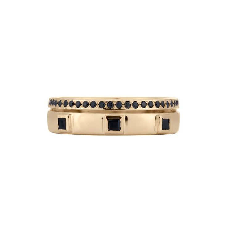 Add a touch of elegance to your look with this 14k gold Gemistry onyx band ring. Add a touch of elegance to your look with this 14k gold Gemistry onyx band ring. Width: 17 mm Nickel free Metal: 14k gold Finish: polished Packaging: velvety pouchSTONE DETAILS Stone type: onyx Total weight: 1/4 ct. 1.90 mm x 1.90 mm; 1 mm x 1 mm Shape: round, square Setting: bezel, micro pave Gemstones may have been treated to enhance their appearance. Special care may be required. Please visit our Gemstone Treatme Micro Pave, Black Onyx, Gold Black, Band Ring, Gold Finish, Band Rings, Onyx, Size 6, Packaging