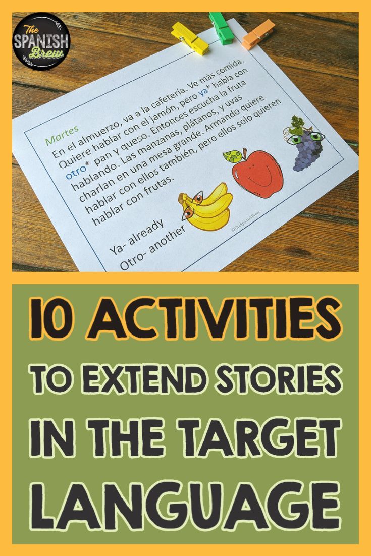 an activity book with the words 10 activities to extend stories in the target language