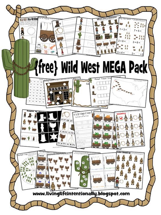 the free wild west mega pack includes activities and printables to help kids learn how to