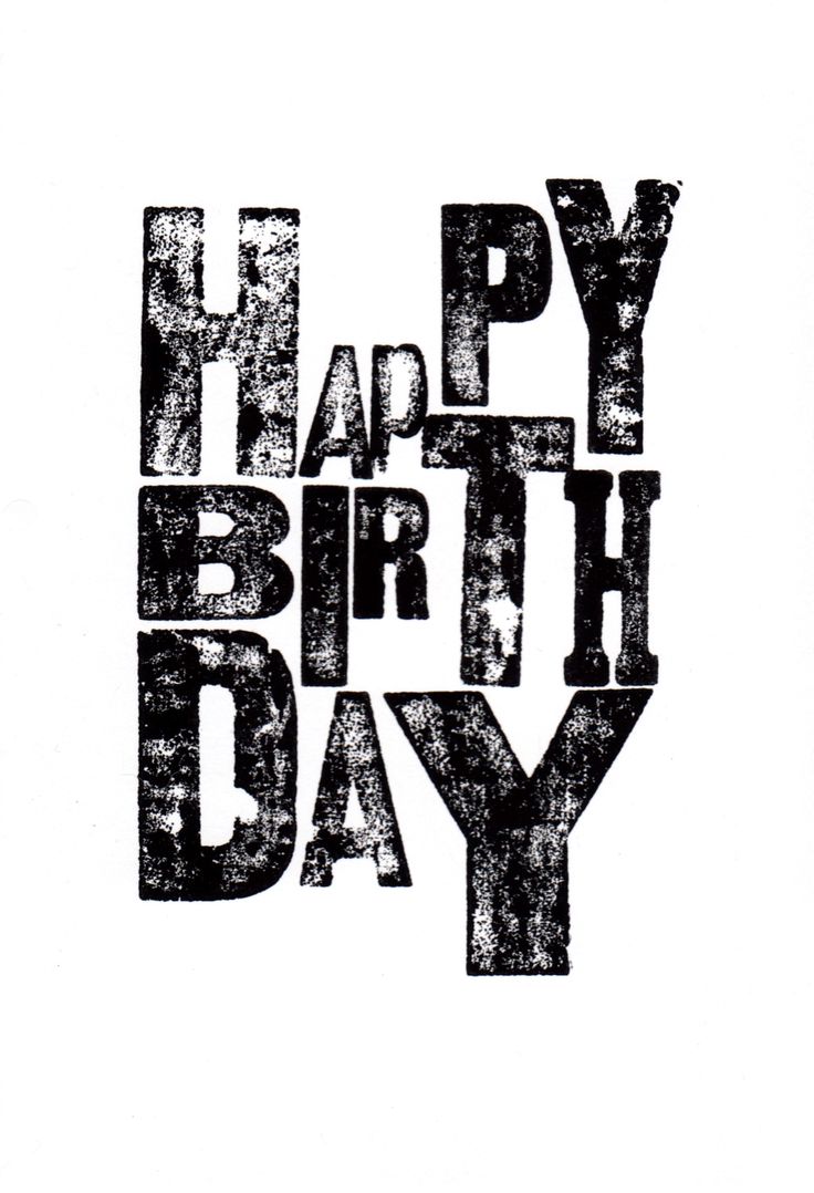 the words happy birthday written in black ink on a white paper with an aged effect