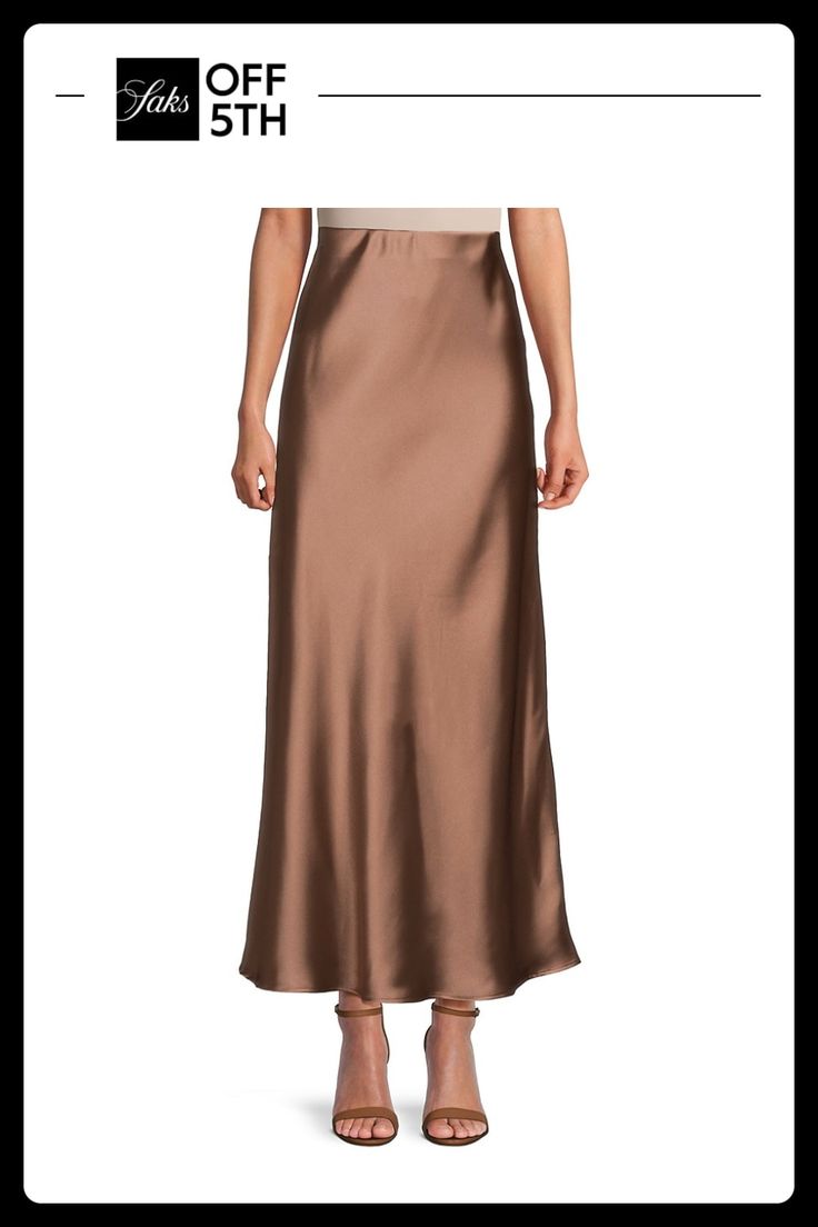 Elasticized Waistband Pull-On Polyester & Spandex Machine Wash Made In Usa Size & Fit About 39.25" Long Model Shown Is 5'10" (177cm) Wearing Us Size Small. Womens - W Trend Separates > Saks Off 5th. Renee C.. Color: Dune. Size: S. Long Silk Skirts, Satin Skirt Wedding Guest, Silk Skirt With Sweater, Cream Satin Skirt Outfit, Satin Midi Skirt Outfits, Brown Silk Skirt, Long Satin Skirt, Long Silk Skirt, Satin Skirt Outfit