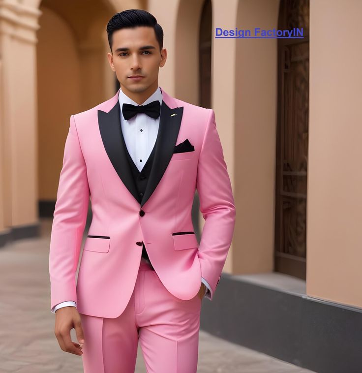 This is new modern Slim fit 3D Cut style which give you look slimmer and smarter. Item Include ( Coat+ Vest+ Pant) Color - Pink Jacket and vest are lined with 100% Satin Notch Lapel, Two Pockets at bottom of jacket and one inside. Free Express Shipping all over the world. Pink Notch Lapel Fitted Tuxedo, Fitted Pink Tuxedo For Groom, Pink Fitted Tuxedo For Groom, Pink Fitted Tuxedo For Business, Fitted Pink Tuxedo Suit, Pink Fitted Tuxedo Suit, Formal Fitted Pink Three-piece Suit, Mens Wedding Suits, Suits Wedding