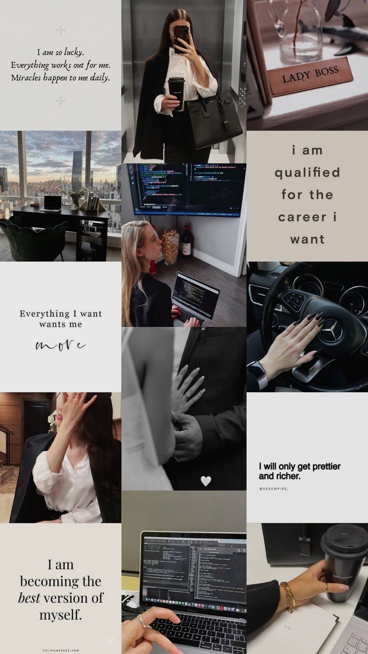 a collage of images with words and pictures on them that include people working at computers