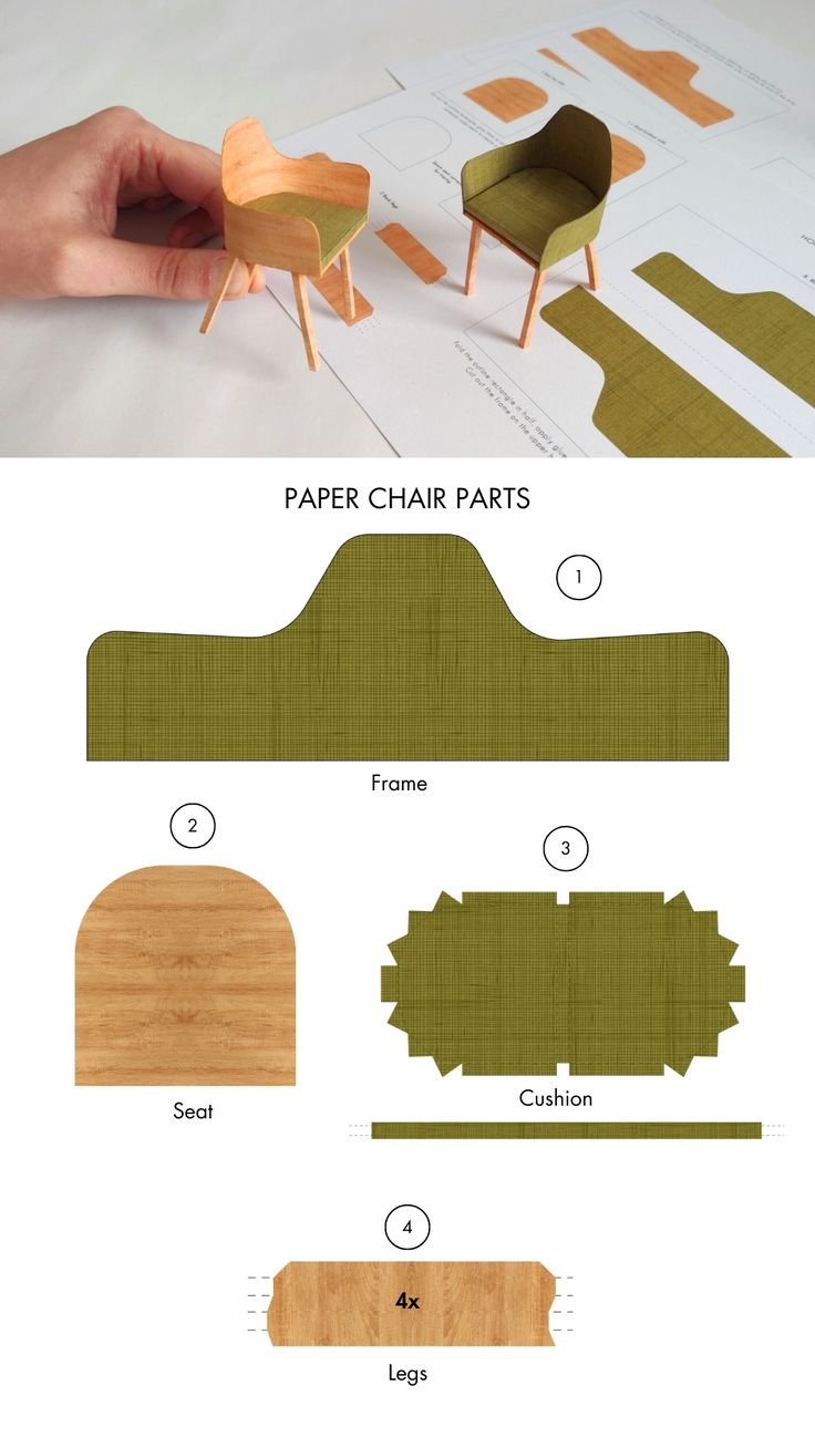 paper chair parts and instructions to make them look like they are made out of wood