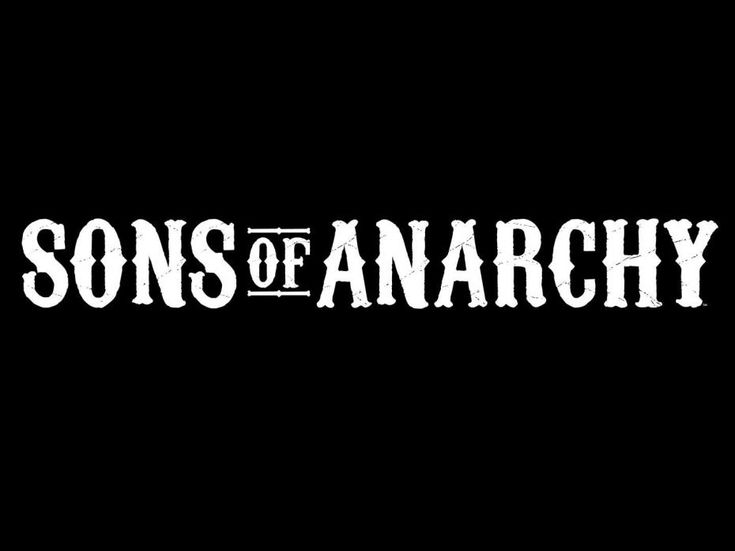 the sons of anarchy logo is shown in white on a black background, with an inscription below it