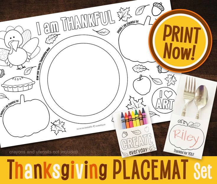 thanksgiving coloring placemat set with free printables