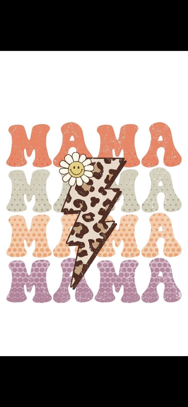 the word mama with an animal print and a flower on it's left side