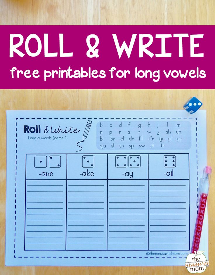 roll and write printables for long words