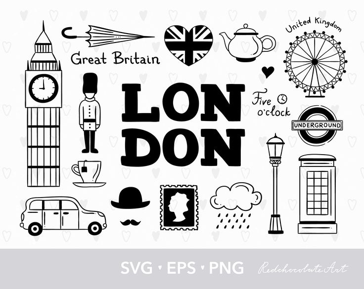 the london symbols are drawn in black and white, with an inscription that says london on it