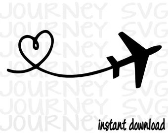 an airplane with the words journey svg and a heart on it's tail