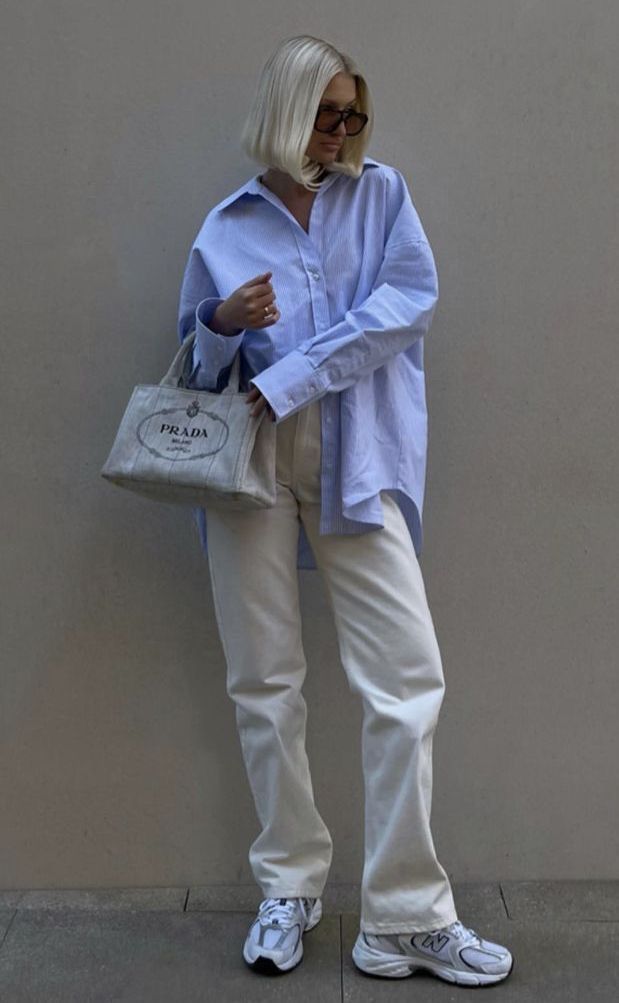 New Balance 530 Outfit, Oversized Shirt Outfit, Stile Hijab, New Balance Outfit, Skandinavian Fashion, Traje Casual, Mode Inspo, 가을 패션, Blouse Outfit