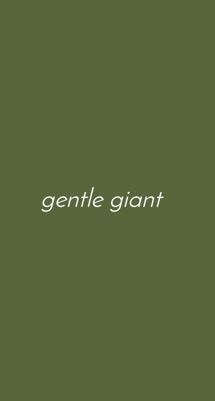 the words gentle giant are written in white on a green background