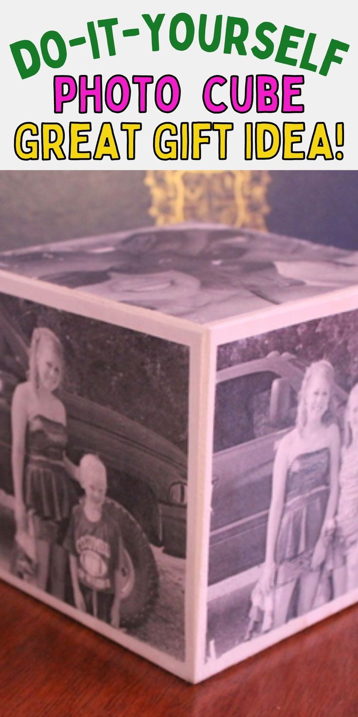 a photo cube with the words do - it - yourself photo cube great gift idea