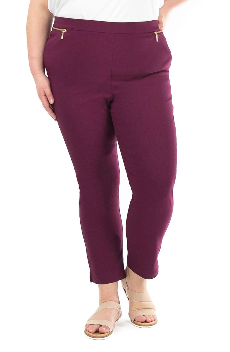 Nina Leonard Straight Leg Pull-On Pants | Nordstromrack Spring Tapered Leg Bottoms With Zip Fly, Workwear Cropped Leg Pull-on Pants, Cropped Leg Pull-on Work Pants, Pull-on Cropped Pants For Work, Cropped Leg Pull-on Pants For Work, Fitted Cropped Leg Bottoms With Zip Fly, Business Casual Cropped Leg Pull-on Pants, Fitted Cropped Bottoms With Zip Fly, Fall Cropped Leg Pull-on Style Pants