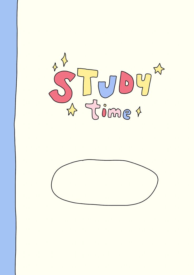 a drawing of the words study time on a white paper with blue border and stars