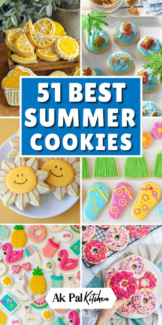 a collage of different decorated cookies and pastries with text overlay that reads, the best summer cookies