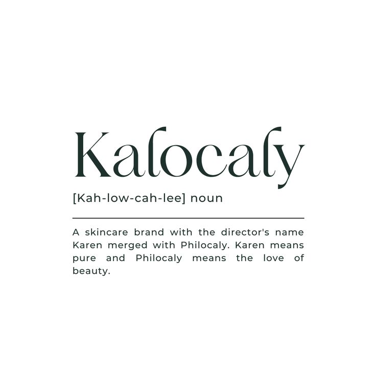 I remember talking to a colleague while at work in 2019, yes the pandemic year, about naming my company. The name I wanted to use was Philocaly - It means the love of beauty which was already trademarked by another company. So I merged my name Karen and Philocaly together. I loved the idea so much that I registered my business straight away in 2020. after a lot of thought. We would love to hear your thoughts on our skincare brand's name, Kalocaly! #SkincareBrandFeedback #ShareYourThoughts Brand Name Ideas For Skin Care, Skin Care Business Names Ideas, Skincare Name Ideas Skin Care, Skincare Business Name Ideas, Skincare Brand Name Ideas, Olive Oil Beauty, Skincare Design, Packaging Skincare, Salon Office