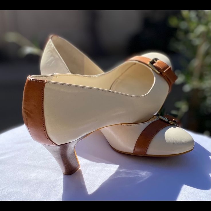 Nw Lrl Vtg Style Heels, Sz 8.5 This Is A Brand New Item Never Been Worn Before Seating In My Closet. Leather Shell With Anti Slip Tech Outsole. You Will Love The Way You Look Guaranteed. The Color Is Cream And Brown. Just Lit! Please No Low Ball Offer Thx Classic Beige Heels With 4-inch Heel, Vintage White Low Heel Heels, Classic Cream Heels With Comfort Fit, Classic Cream Heels With Medium Width, Classic Cream Heels Medium Width, Vintage Heels With Contrasting Heel Counter, Classic Cream Closed Toe Court Shoes, Cream High Heel Court Shoes Medium Width, Vintage White Heels With 4-inch Heel