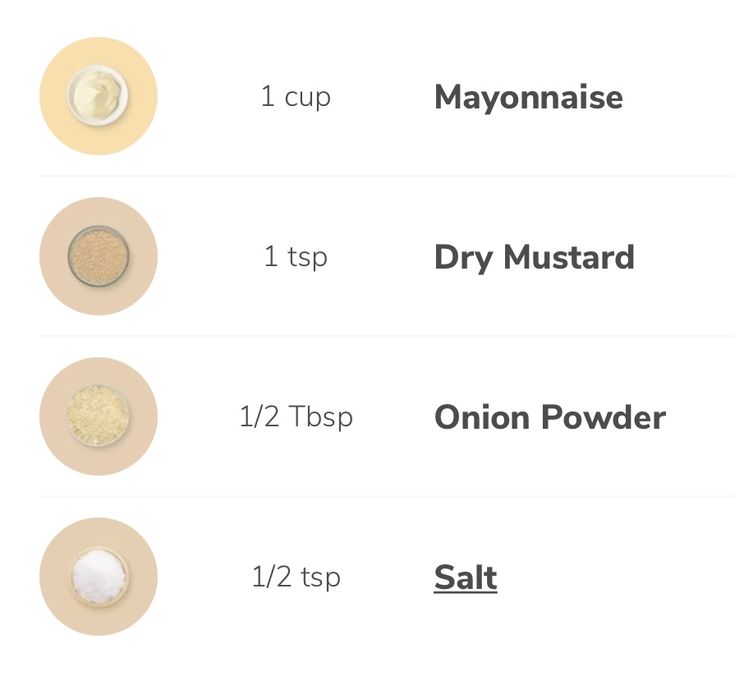 the ingredients for making mayonnaise are shown in three different sizes and colors, including one