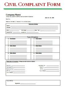 the civil complaint form is shown in this document