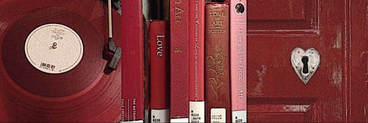 a red door with some books on it