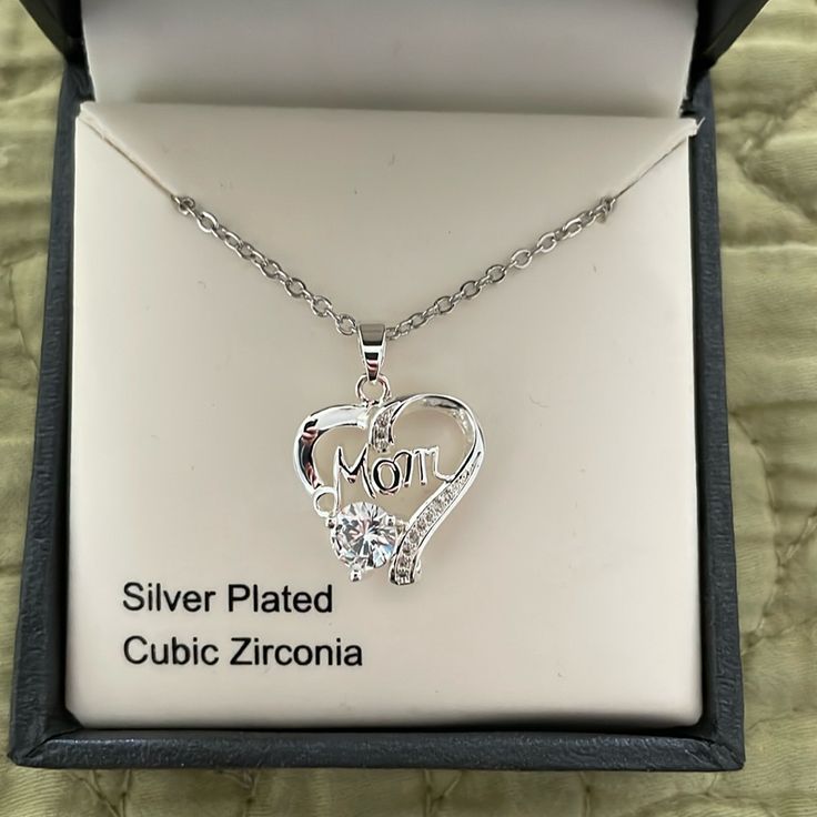 Brand New Inbox, Silver Chain With Mom Heart Pendant And Cz Gem Macys Jewelry, With Mom, Jewelry Silver, Heart Pendant, Womens Jewelry Necklace, Silver Chain, Silver Jewelry, Jewelry Necklaces, Gems