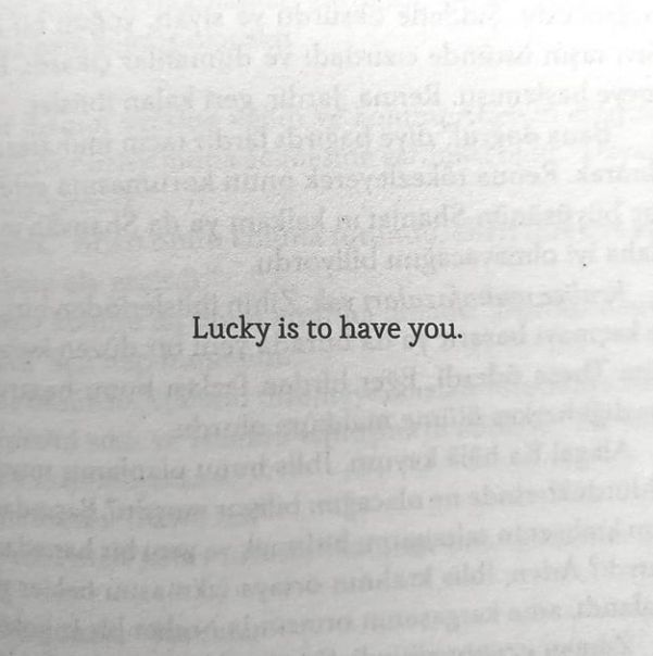 an open book with the words lucky is to have you written in black on it