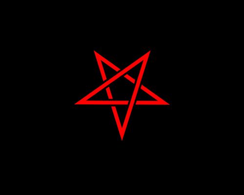 a red pentagramil on a black background