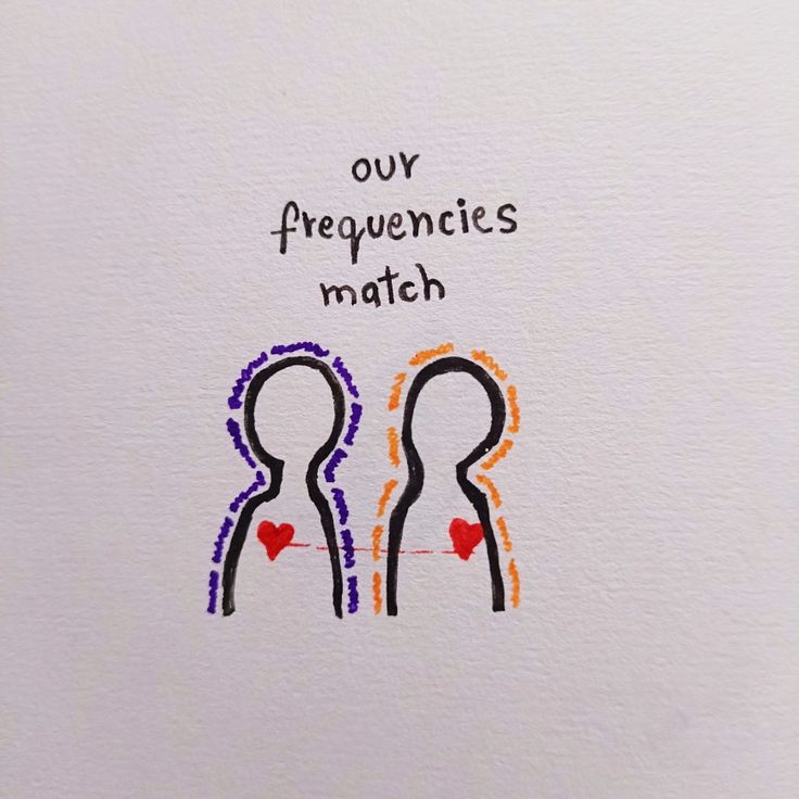 an image of two people facing each other with the words our frequenccies match