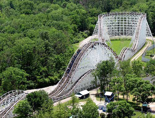 an aerial view of the roller coaster at six flags amusement park in atlanta, ga