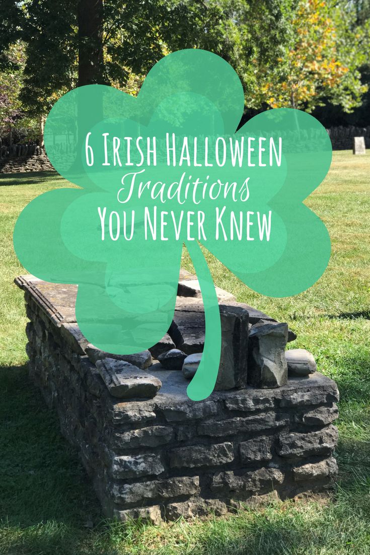 a green shamrock with the words 6 irish halloween traditions you never knew