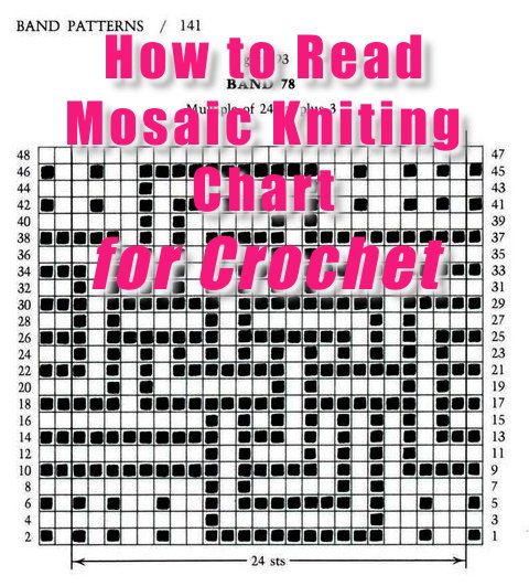 the cover of how to read mosaic knitting chart, with black and white squares on it