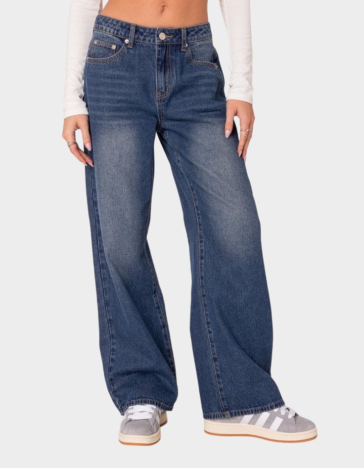 Nothing Says Effortlessly Chic Like These Mid-Rise Jeans. Pair It With A Basic Tee, Or A Cute Party Top, And You'll See Why These Jeans Are A Staple In Every It Girl's Closet. Jeans. Relaxed Fit. Mid Rise Waist. 100% Cotton. Model Wears Size S. Model Height Is 5'8. Item Care: Machine Wash At Maximum Of 30ºc, Do Not Bleach, Tumble Dry Low, Iron At A Maximum Of 110ºc, Do Not Dry Clean. | Edikted Karie Relaxed Mid Rise Jeans Relaxed Jeans, Cute Jeans, Cute Everyday Outfits, Low Rise Jeans, Swimsuit Cover Ups, Party Tops, Mid Rise Jeans, Basic Tee, Dream Clothes